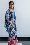 Itajime Silk Kaftan - Pink | Blue