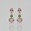 Carved Pink Tourmaline | Peridot Earrings