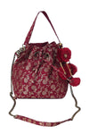 Maroon Brocade Bucket | Sling Bag