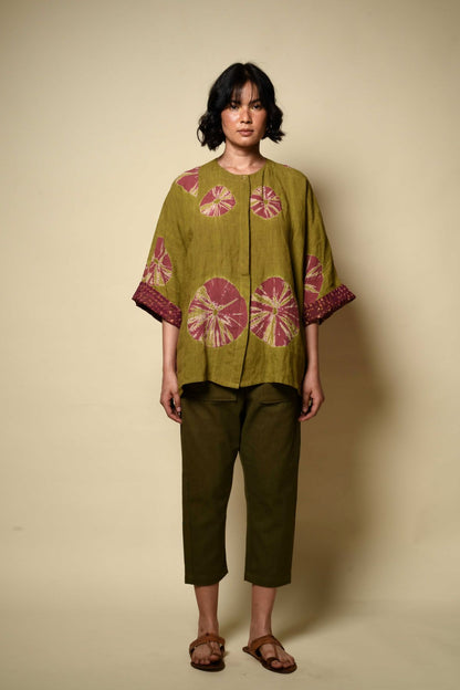 Bandhni Linen Bindi Shirt