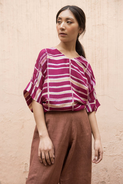 Silk Box Top Magenta