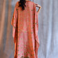Itajime Silk Kaftan - Coral