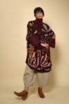 Kashmiri Crewel Poncho - Burgundy