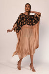 Itajime Silk Block Kaftan - Sand | Obsidian