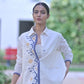 Siliguri - Off White Jamdani Shirt Blouse