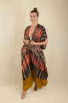 Itajime Silk Dune Robe - Maroon Stripes