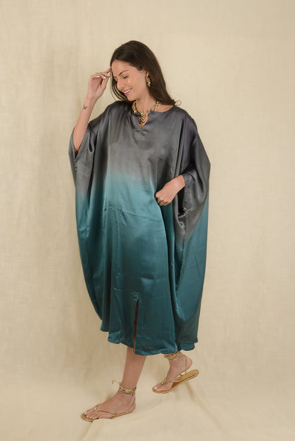 Ombre Silk Satin Split Kaftan