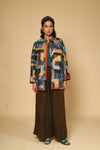 Reversible Kantha Boro Kouji Jacket - Orange