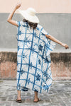 Itajime Silk Dune Robe - Blue | Ivory