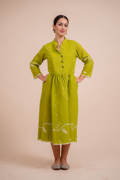 Green Jamdani Dress