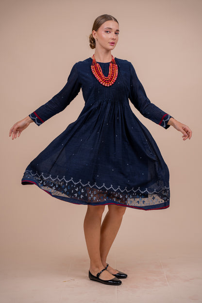 Indigo Heirloom Jamdani Dress