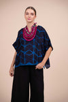 Silk Box Top - Navy Blue