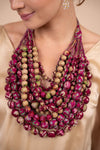 Iris Necklace - Upcycled Silk Beads - Purple