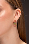 Carved Pink Tourmaline | Peridot Earrings