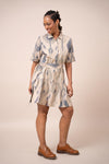 Handwoven Cotton Ikat Button-Down Dress