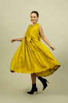 Dupion Silk Pleat Dress