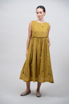 Sleeveless Ochre Jamdani Dress