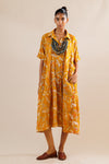 Block Print Cotton Artist Dress - Sunflower