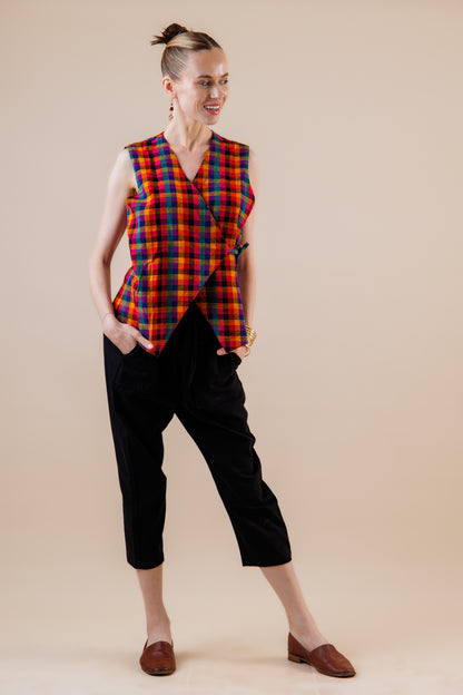 Checkered Waist Coat Top