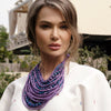 Upcycled Silk String & Beads Necklace - Lilac
