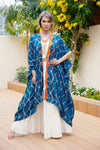 Itajime Silk Dune Robe - Blue | Orange