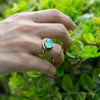 Two Tone Aqua Chalcedony Ring