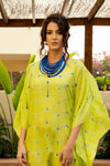 Itajime Silk Kaftan - Neon | Blue