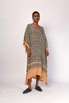 Ajrakh Crepe Silk Kaftan - Beige