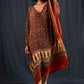 Ajrakh Crepe Silk Kaftan - Maroon