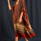 Ajrakh Crepe Silk Kaftan - Maroon