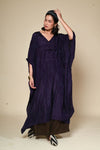 Itajime Silk Bandhni Kaftan - Purple