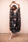Itajime Silk Kaftan - Black | Maroon