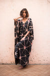 Itajime Silk Kaftan - Black | Maroon