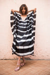 Itajime Silk Kaftan - Black | White Stripes