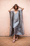 Itajime Silk Kaftan - Grey | Black