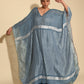 Hand Woven Linen Kaftan - Denim | Silver