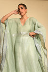 Hand Woven Linen Kaftan - Mint | Silver