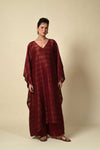 Chamak Linen Kaftan - Ruby