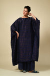 Chamak Linen Cuff Kaftan - Indigo