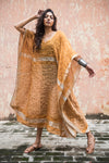 Hand Woven Linen Kaftan - Saffron | Zari