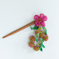 Pink Beads Floral Bun Stick