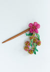 Pink Beads Floral Bun Stick
