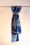 Kantha Silk Scarf - Blue Ikat
