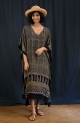 Ajrakh Crepe Silk Kaftan - Obsidian,اجراخ قفطان حرير كريب - حجر السج