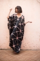 Itajime Silk Kaftan - Black | Maroon , قفطان إيتاجيمي حرير - أسود | كستنائي