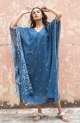 Heirloom Jamdani Kaftan - Indigo