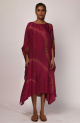 Itajime Silk Block Kaftan - Amaranth,قفطان إيتاجيمي من الحرير - أمارانث