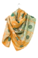 Itajime Habutai Silk Scarf - Melon | Olive