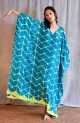 Itajime Silk Kaftan - Blue| Neon, قفطان إيتاجيمي حرير - أزرق| نيون